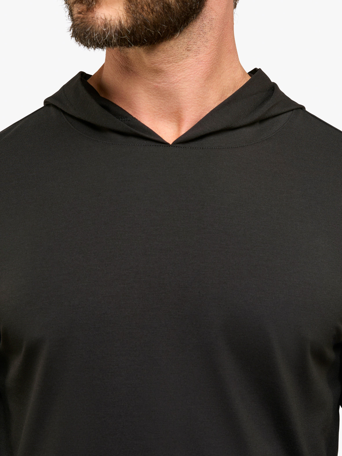 AO Long Sleeve Hooded Curve-Hem Tee | Black Signature-fit PYCA Pro®