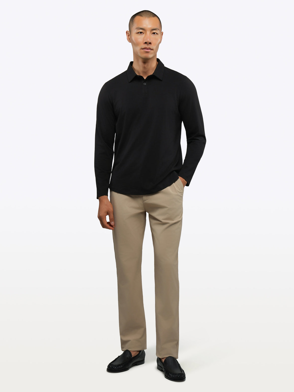 AO Long Sleeve Polo | Black Signature-Fit PYCA Pro®