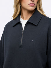 Divine Fleece Oversized Q-Zip | Black