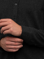 Hudson Soft Knit Button Up | Black Signature-Fit