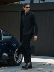 Hudson Soft Knit Button Up | Black Signature-Fit