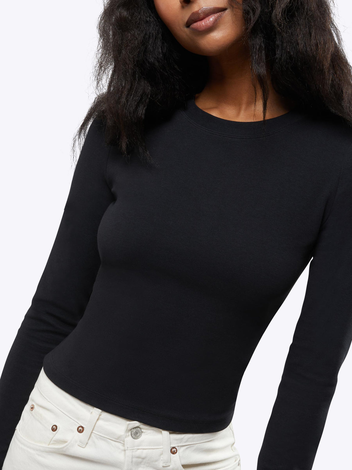 Long Sleeve Tomboy Tee | Black Slim-fit Tomboy-Cotton™