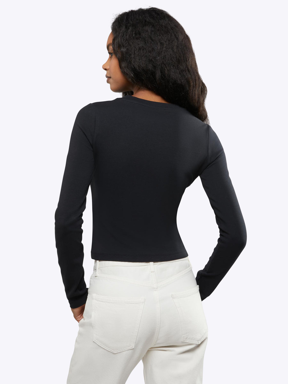 Long Sleeve Tomboy Tee | Black Slim-fit Tomboy-Cotton™