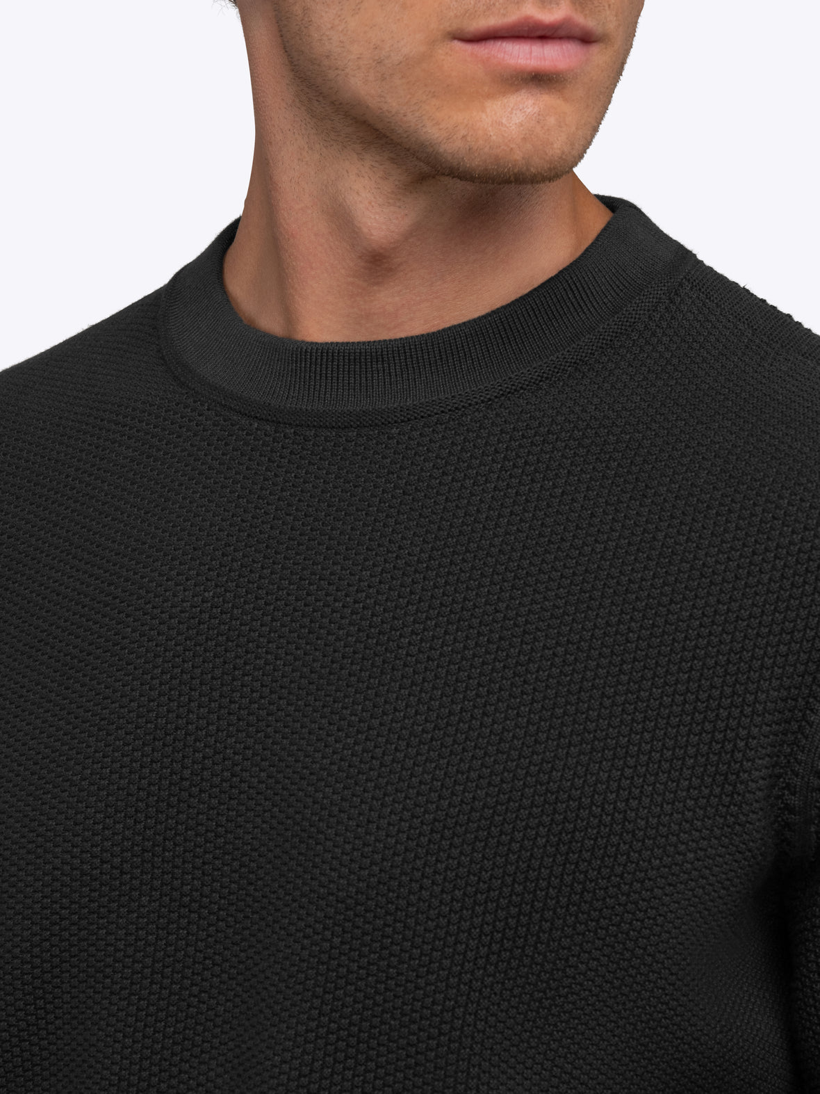 Palisade Textured Knit Crew Sweater | Black Classic-Fit