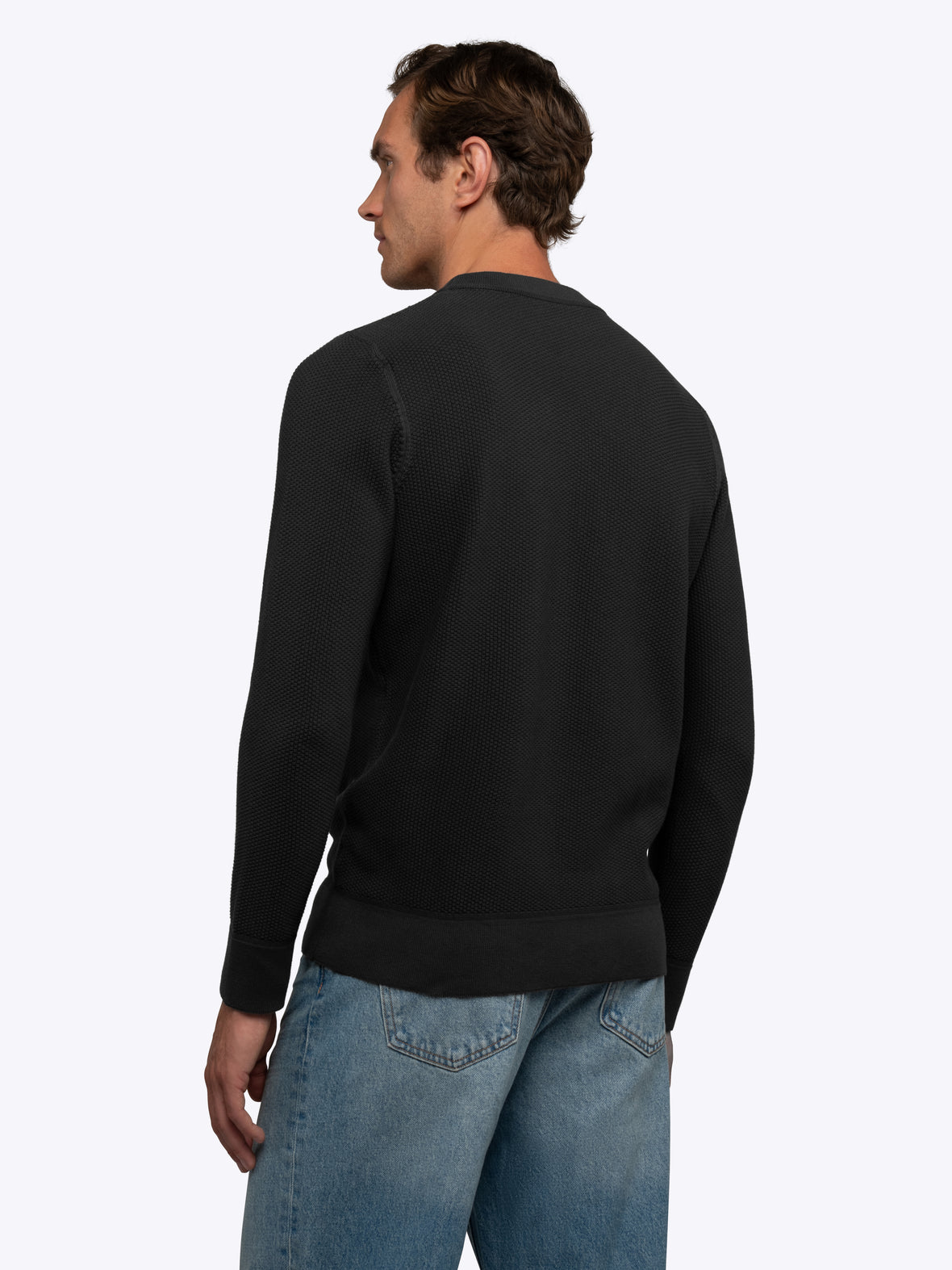 Palisade Textured Knit Crew Sweater | Black Classic-Fit