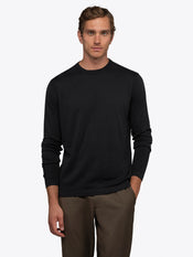 Riviera Luxe Knit Crewneck Long Sleeve Tee | Black Signature-Fit