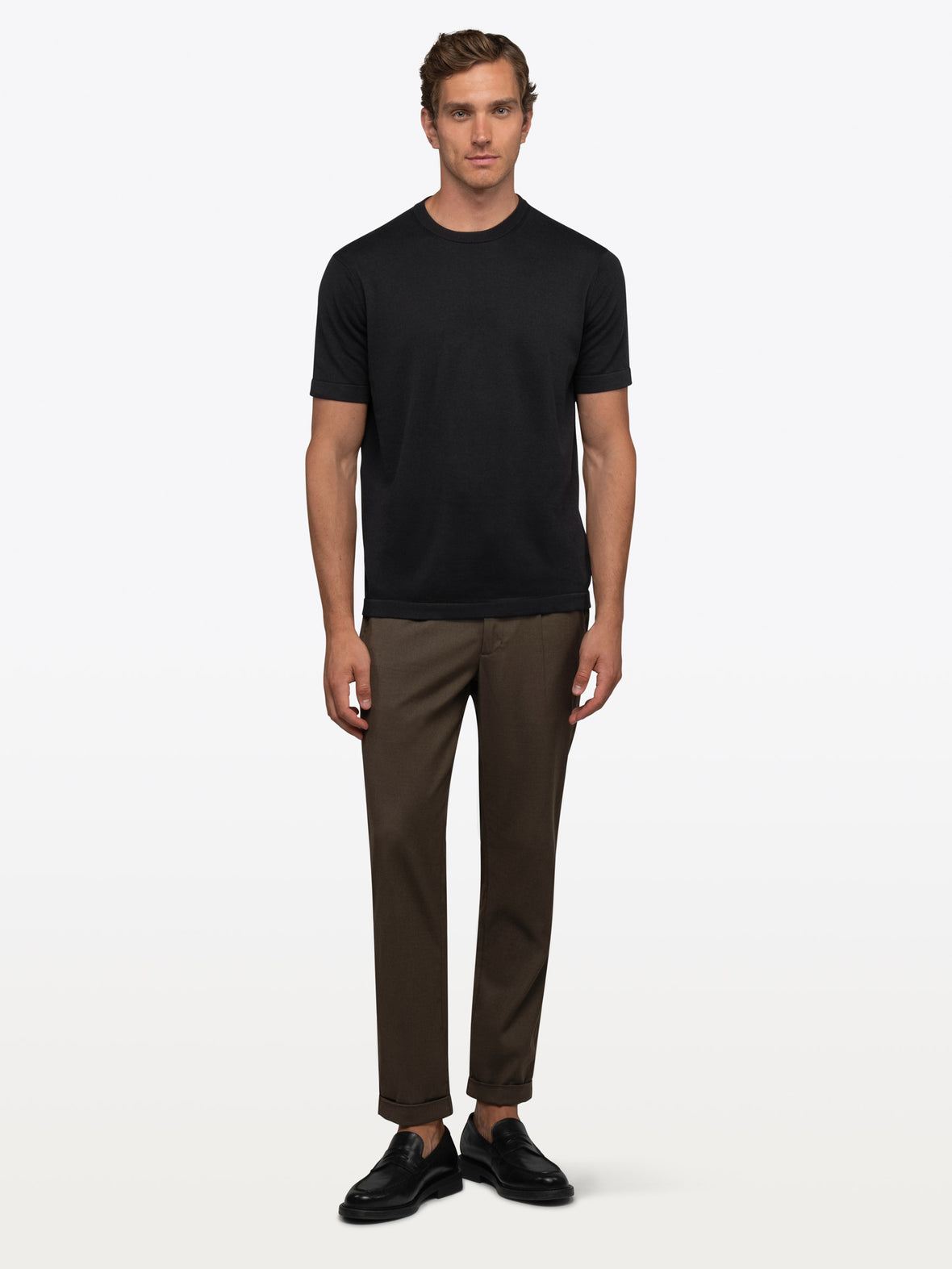 Riviera Luxe Knit Crewneck Tee | Black Signature-Fit