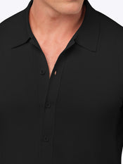 Riviera Knit Long Sleeve Button Up | Black Signature-Fit