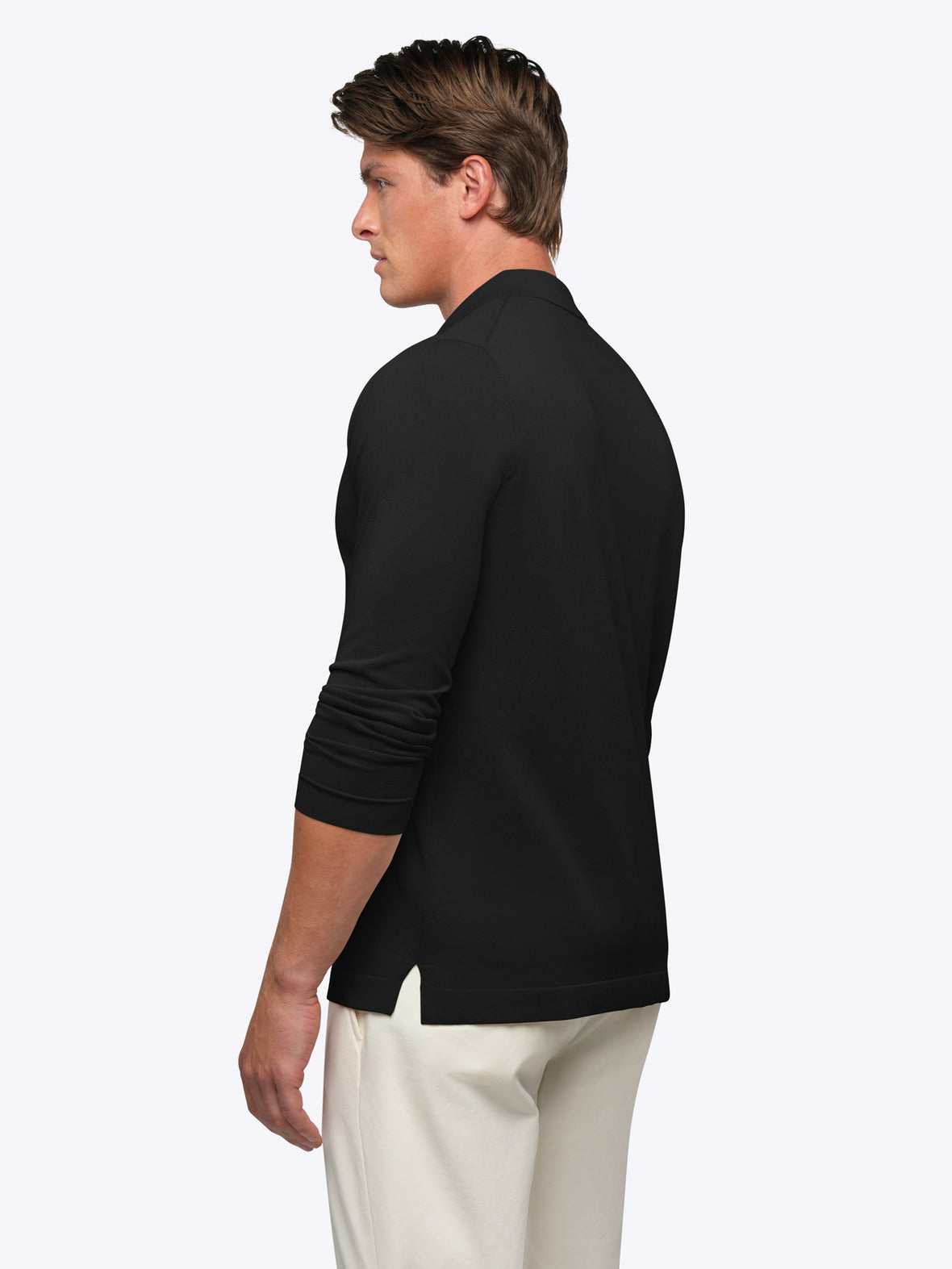 Riviera Knit Long Sleeve Button Up | Black Signature-Fit