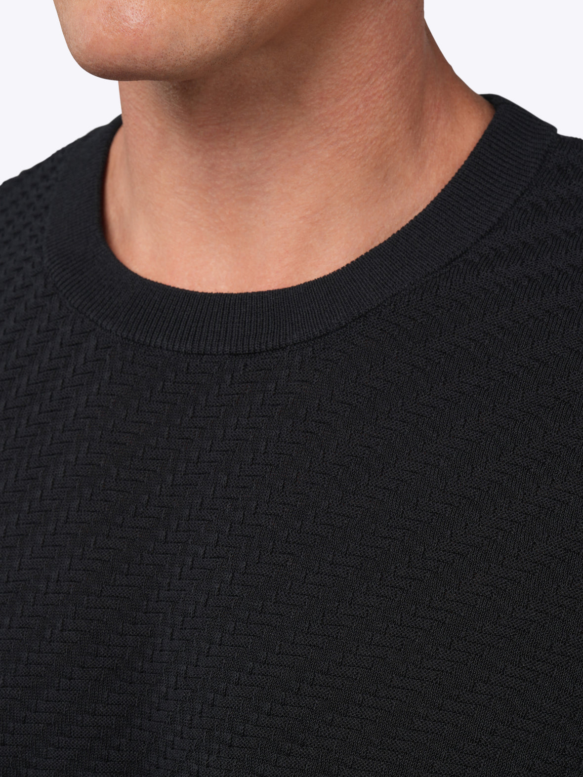 Riviera Knit Textured Tee | Black Signature-Fit
