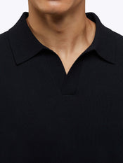 Riviera Knit Long Sleeve Polo | Black Signature-Fit