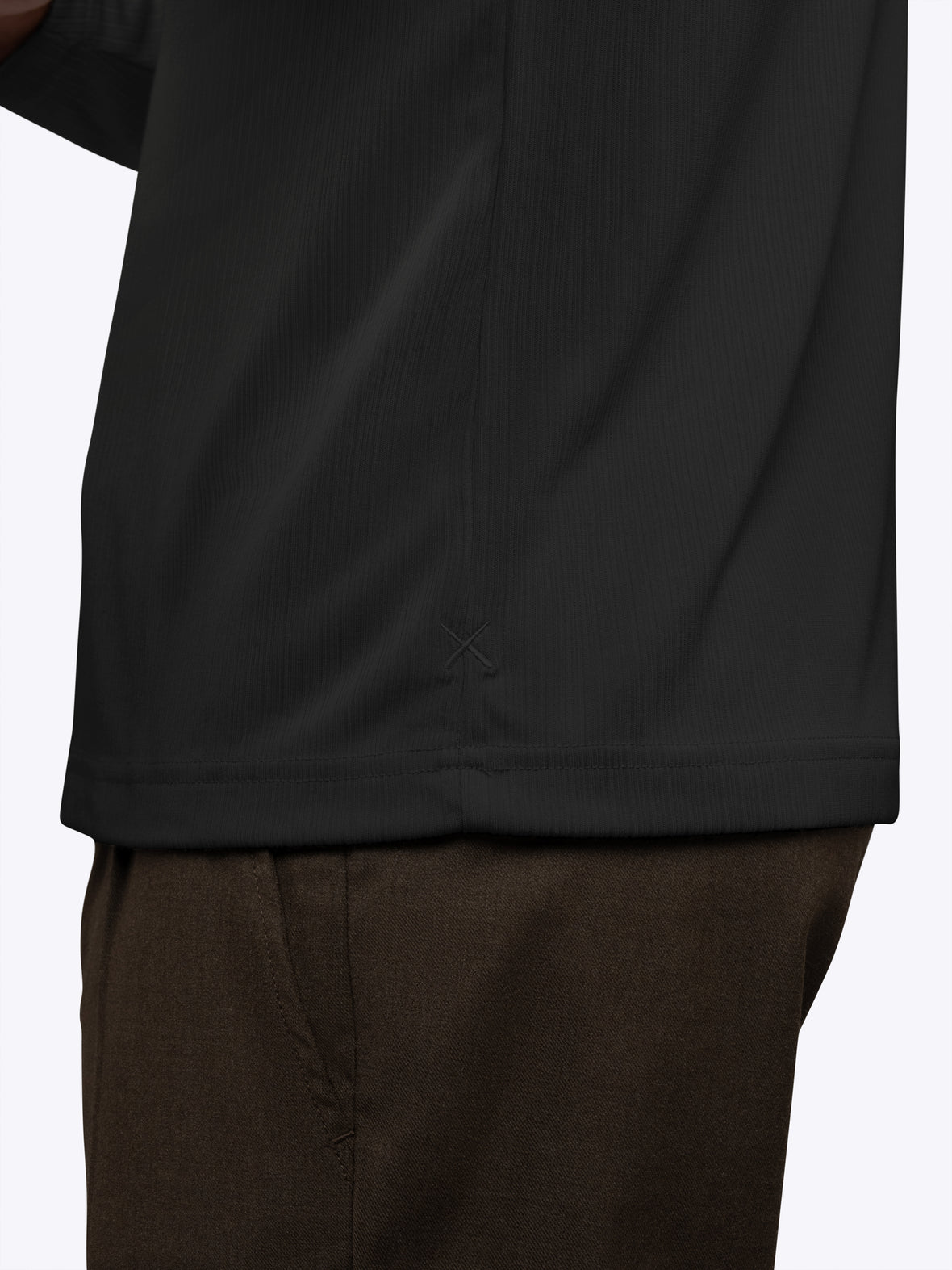 SoHo Ribbed Long Sleeve Polo| Black Signature-Fit