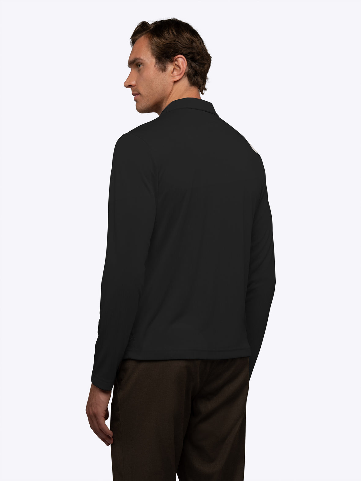 SoHo Ribbed Long Sleeve Polo| Black Signature-Fit