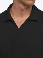 SoHo Ribbed Long Sleeve Polo| Black Signature-Fit