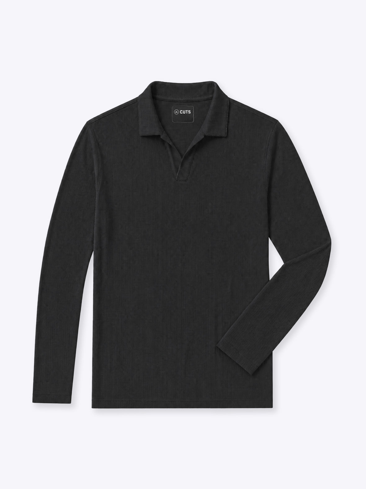SoHo Ribbed Long Sleeve Polo| Black Signature-Fit
