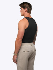 Essential Fitted Rib Tank | Black Form-Fitting