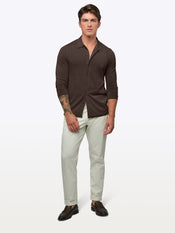 Riviera Knit Long Sleeve Button Up | Burnt Oak Signature-Fit