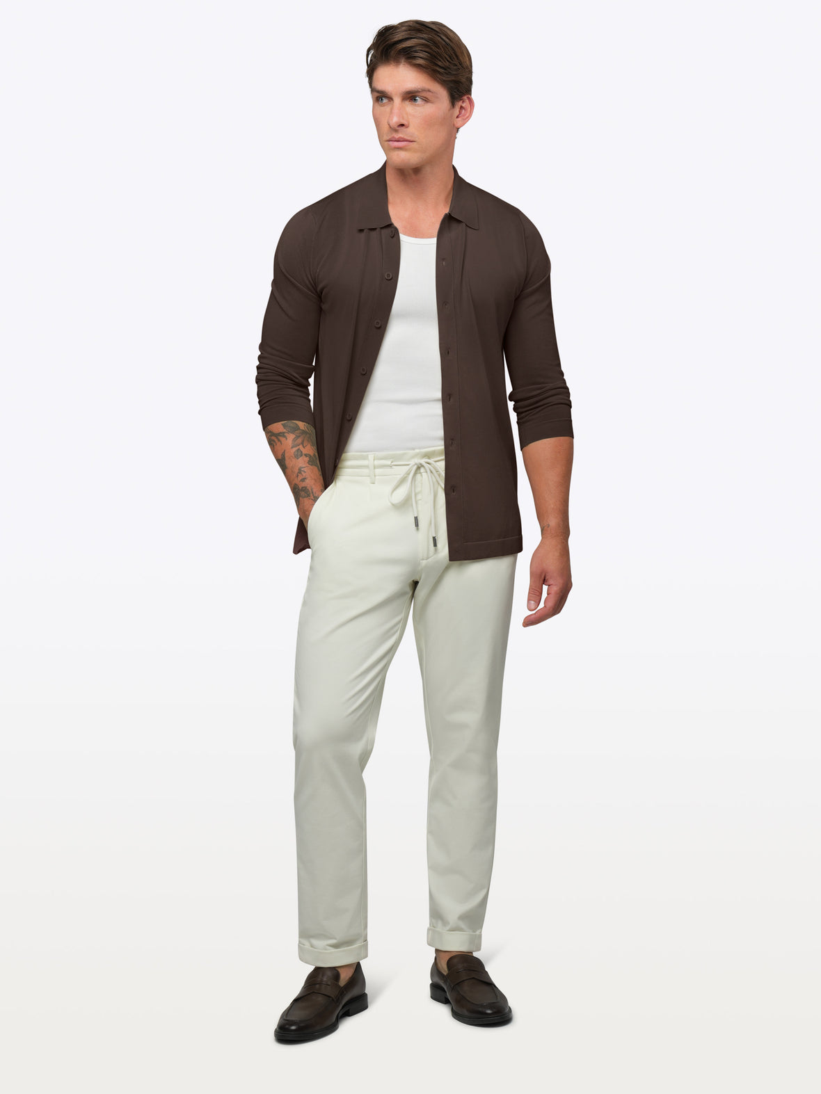 Riviera Knit Long Sleeve Button Up | Burnt Oak Signature-Fit