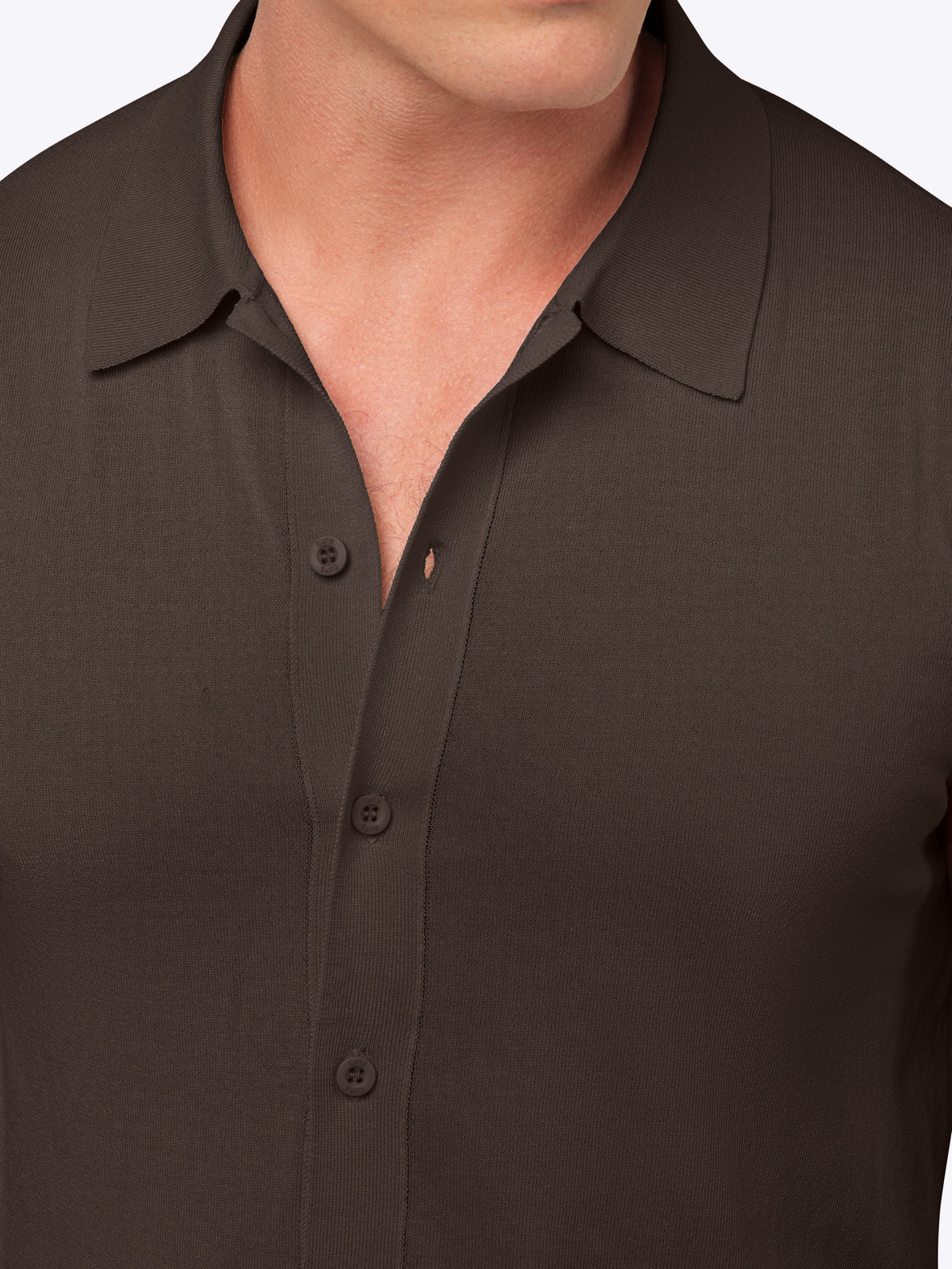 Riviera Knit Long Sleeve Button Up | Burnt Oak Signature-Fit