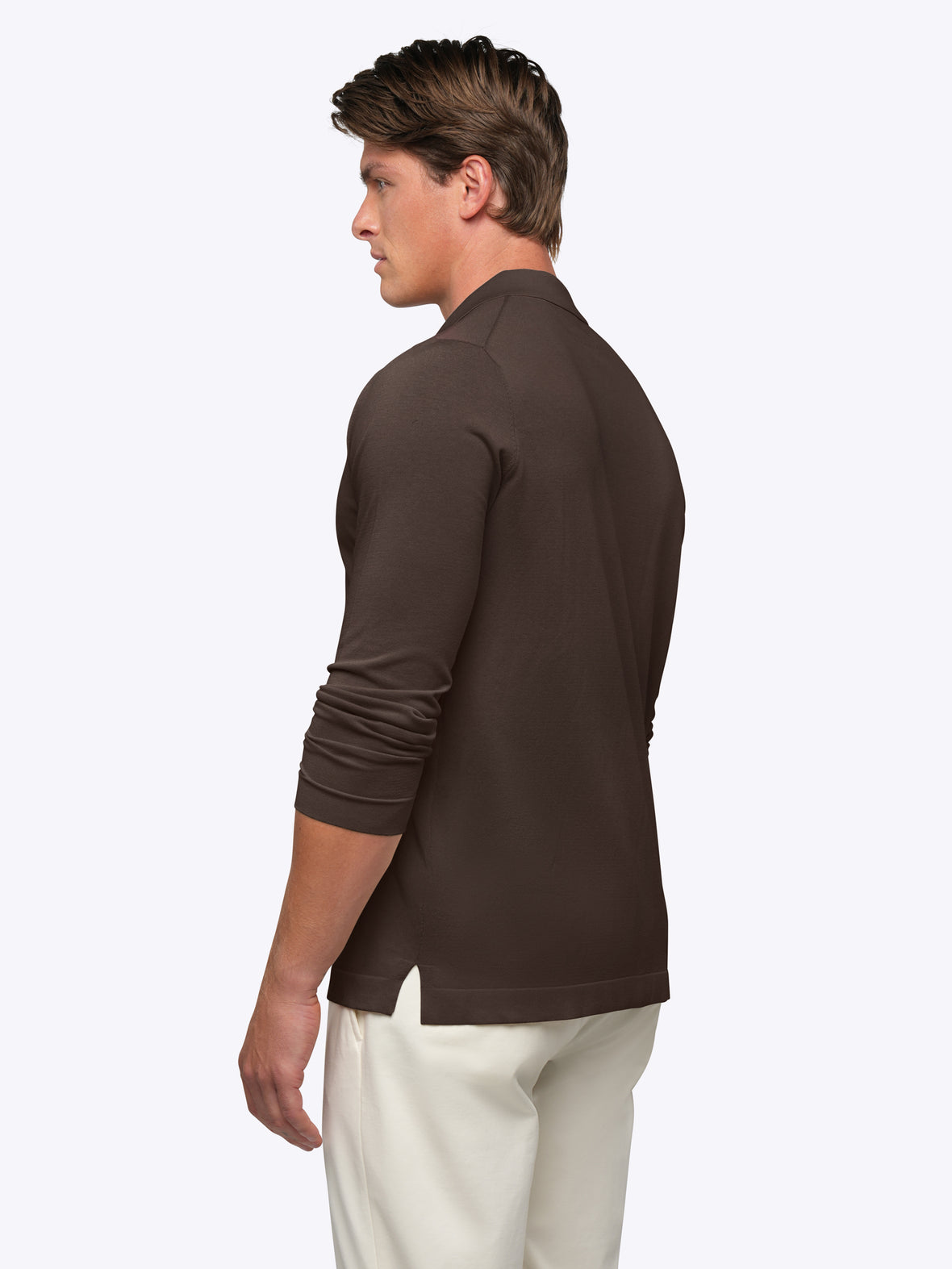 Riviera Knit Long Sleeve Button Up | Burnt Oak Signature-Fit