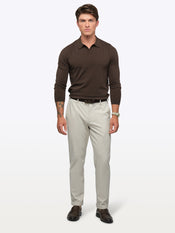 Riviera Knit Long Sleeve Polo | Burnt Oak Signature-Fit