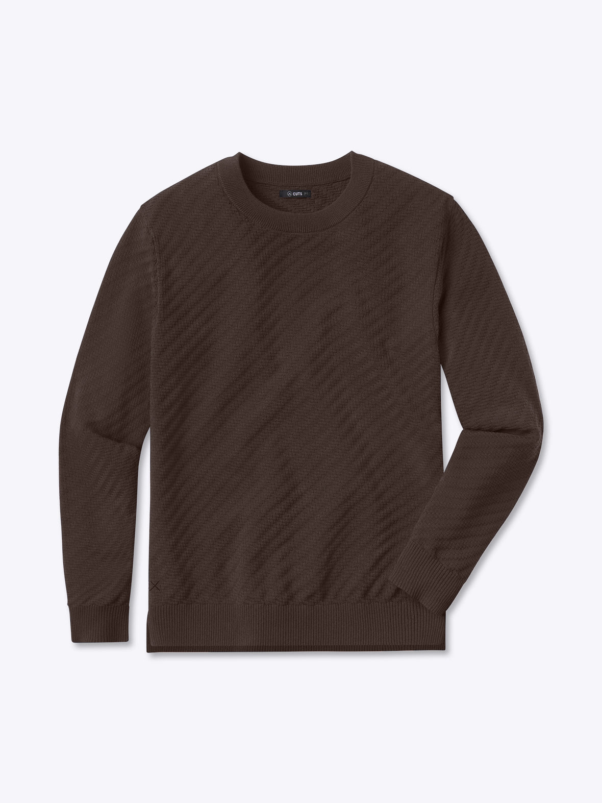 Riviera Knit Long Sleeve Texture Tee | Burnt Oak Signature-Fit