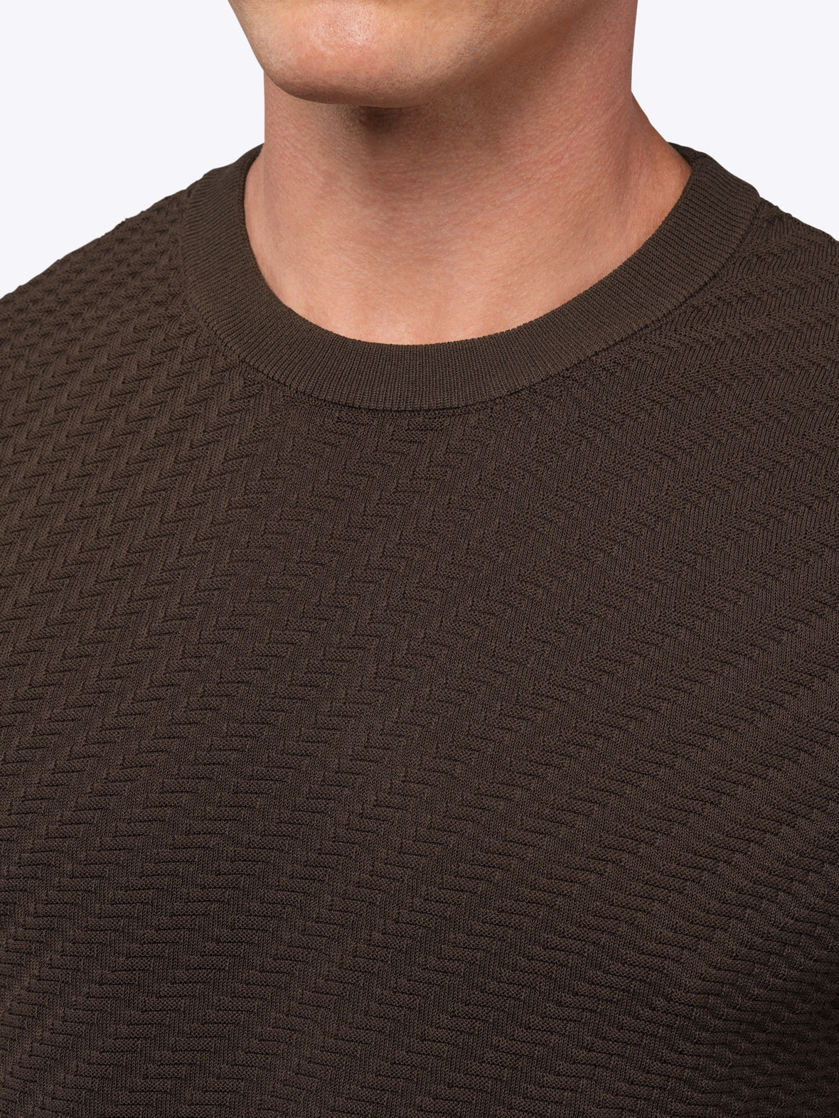 Riviera Knit Long Sleeve Texture Tee | Burnt Oak Signature-Fit