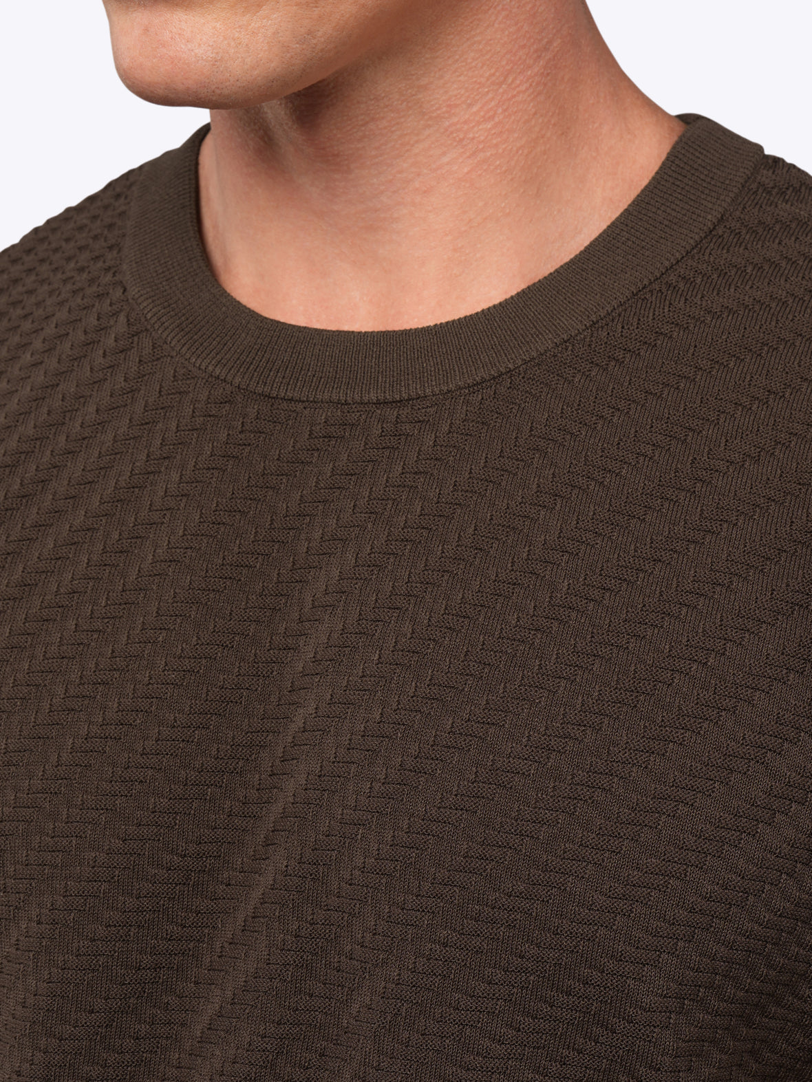 Riviera Knit Texture Tee | Burnt Oak Signature-Fit