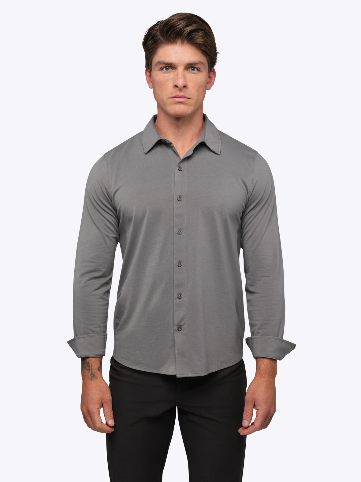 AO Long Sleeve Button Up | Charcoal Signature-Fit PYCA Pro®