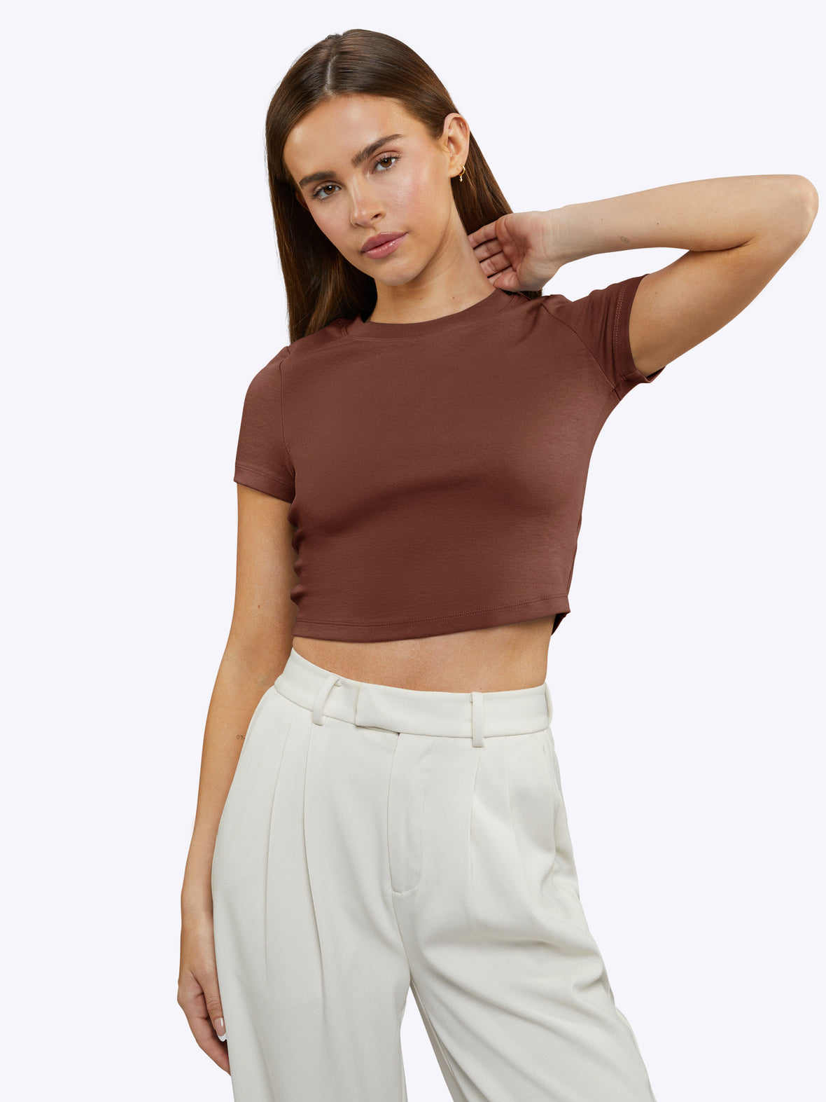 Tomboy Tee Cropped | Chocolate Slim-fit Tomboy-Cotton™