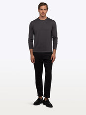 Riviera Luxe Knit Crewneck Long Sleeve Tee | Dark Heathered Grey Signature-Fit