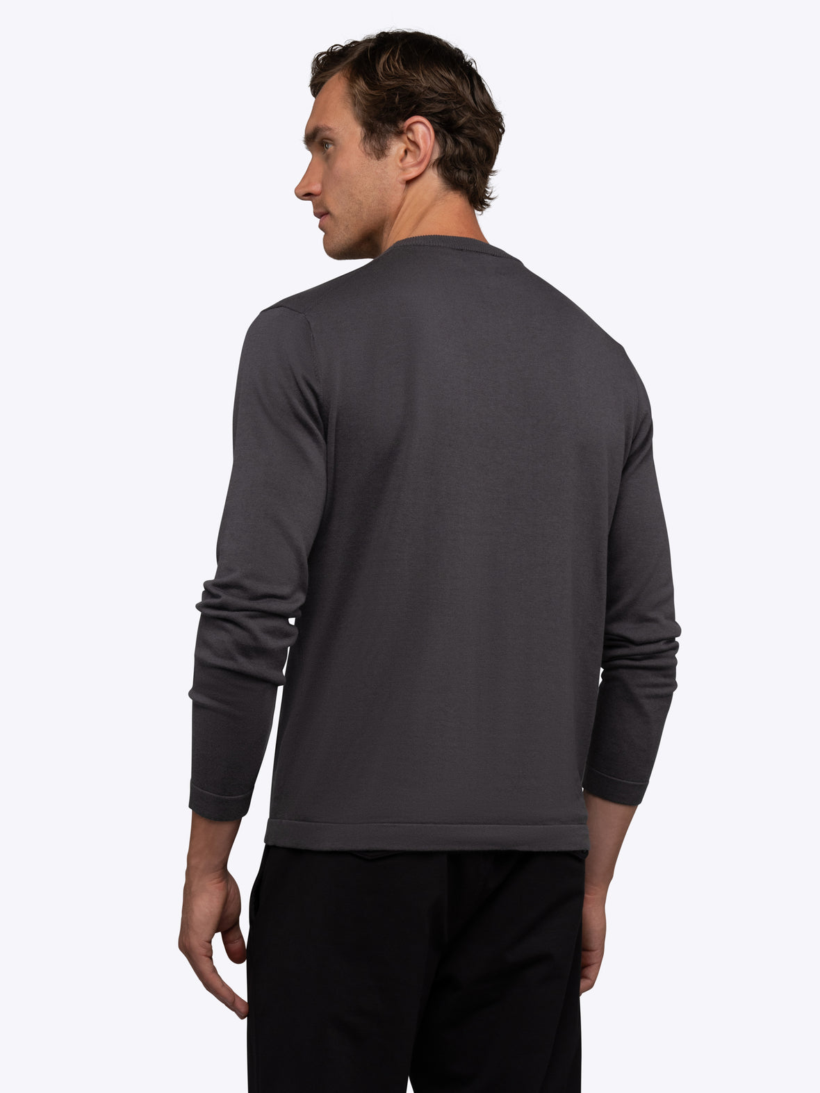 Riviera Luxe Knit Crewneck Long Sleeve Tee | Dark Heathered Grey Signature-Fit
