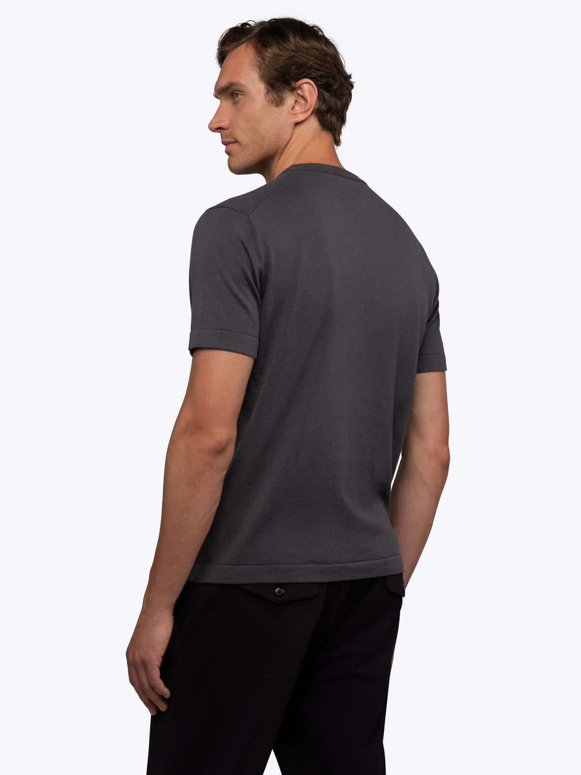 Riviera Luxe Knit Crewneck Tee | Dark Heathered Grey Signature-Fit