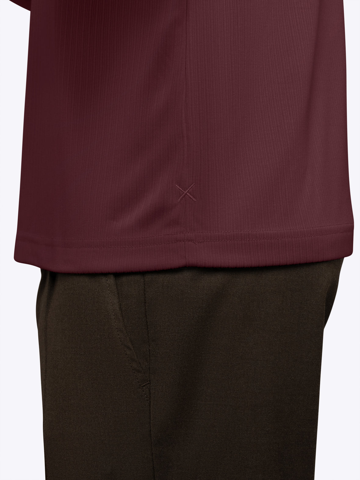 SoHo Ribbed Long Sleeve Polo | Deep Cranberry Signature-Fit