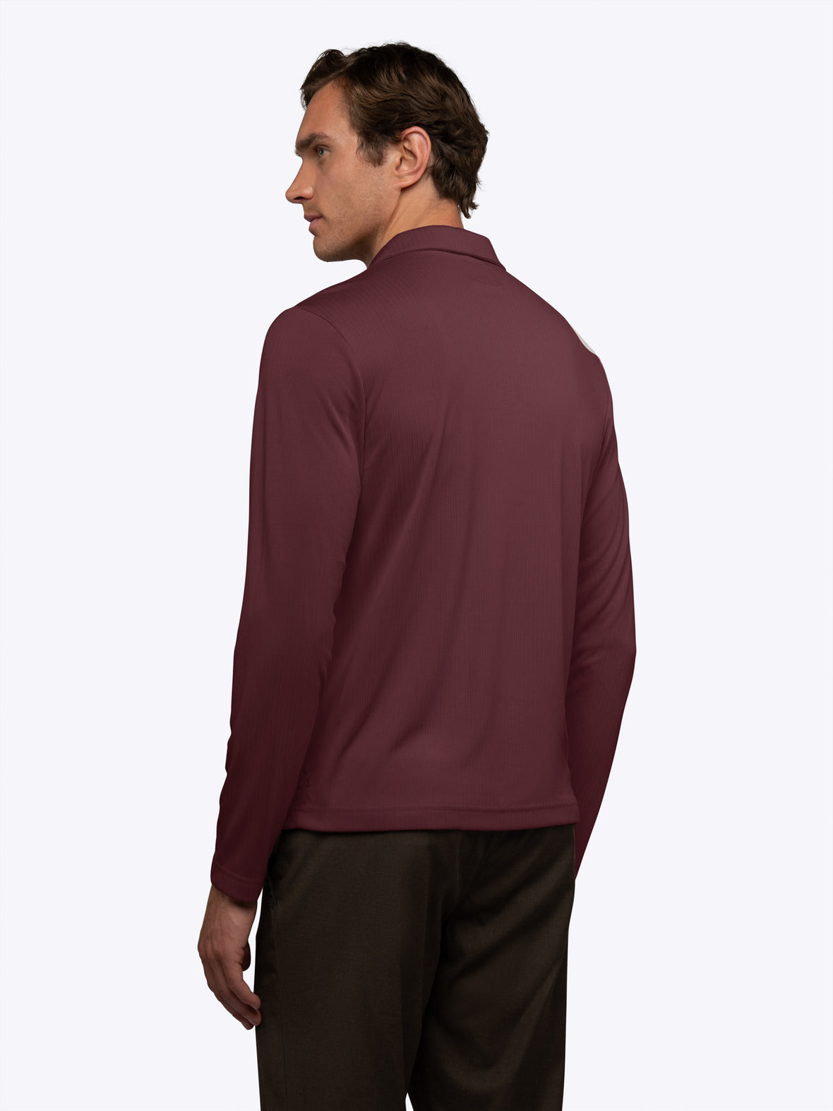 SoHo Ribbed Long Sleeve Polo | Deep Cranberry Signature-Fit