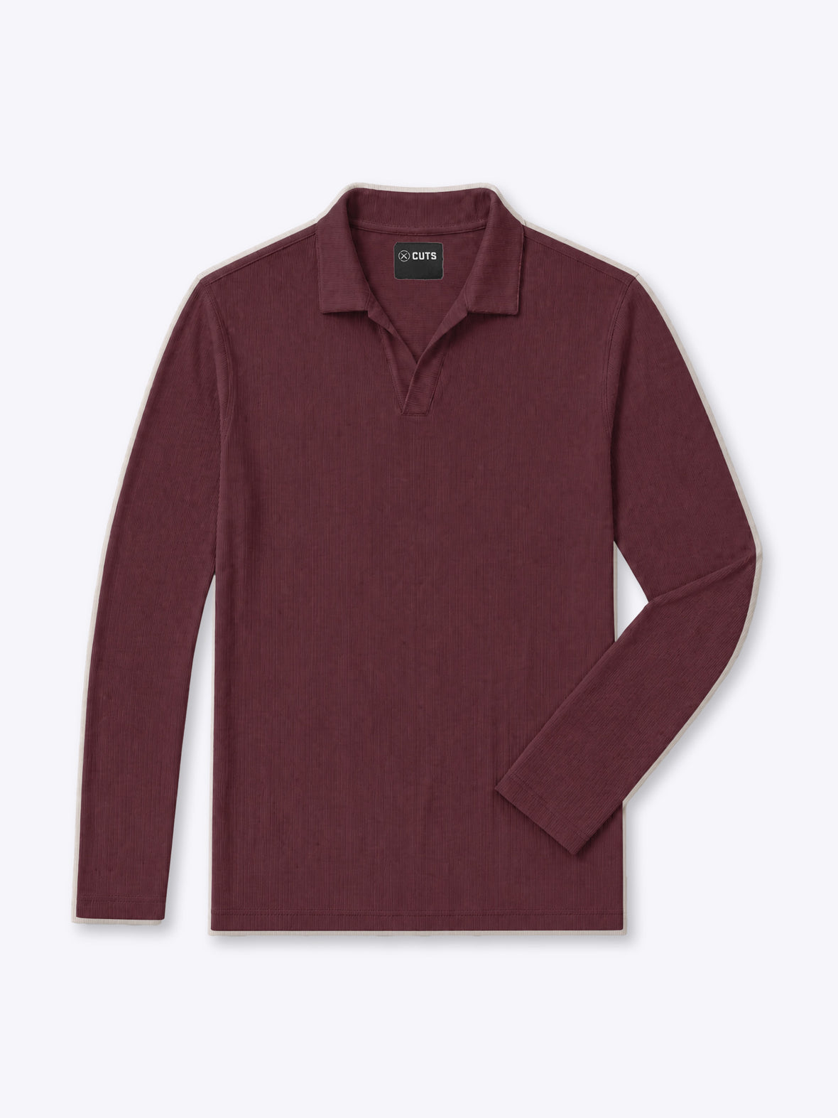 SoHo Ribbed Long Sleeve Polo | Deep Cranberry Signature-Fit