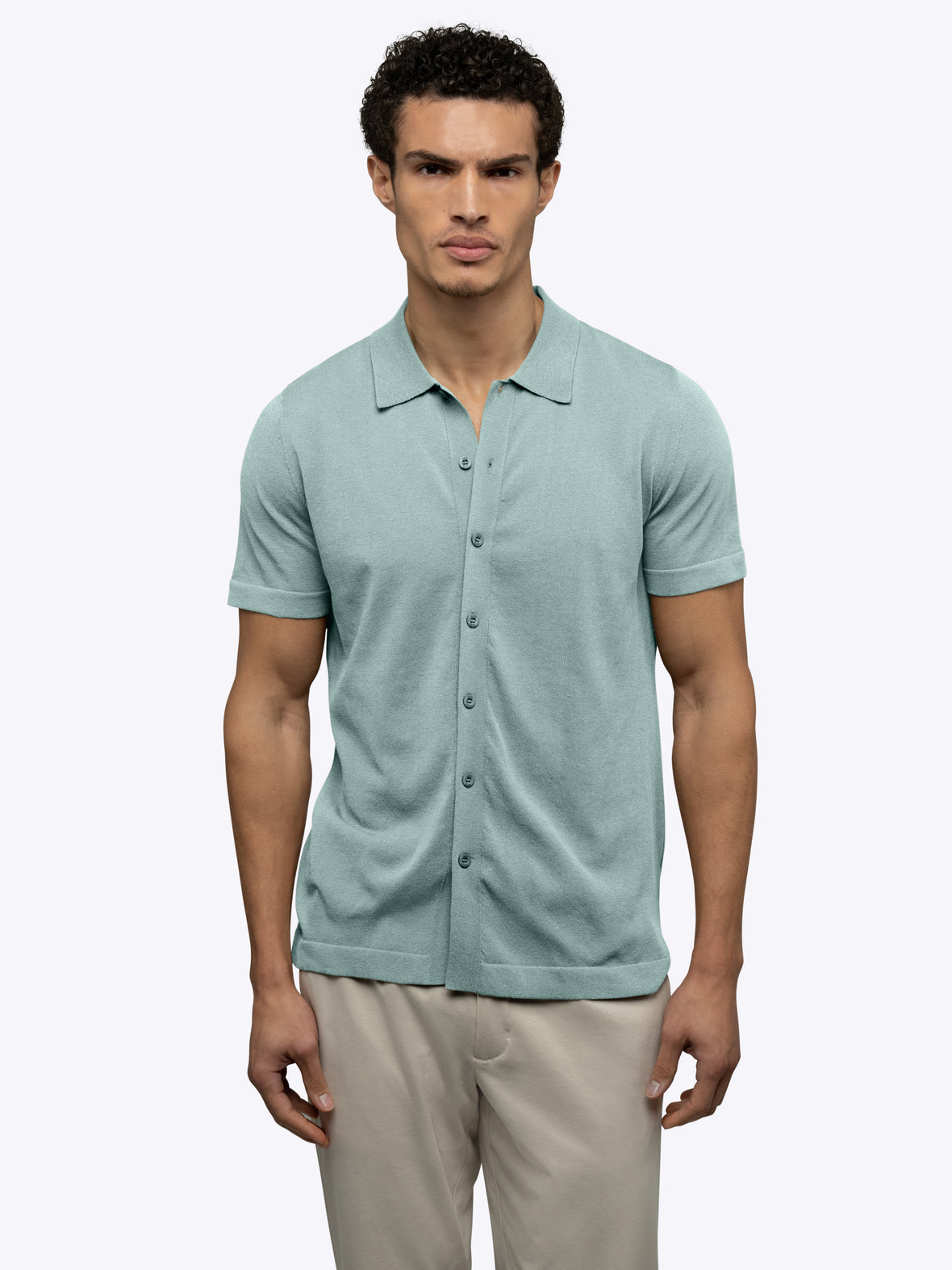 Riviera Knit Button Up | Stormy Sea Signature-Fit