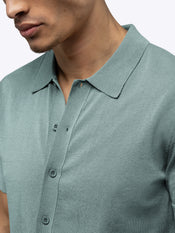 Riviera Knit Button Up | Stormy Sea Signature-Fit