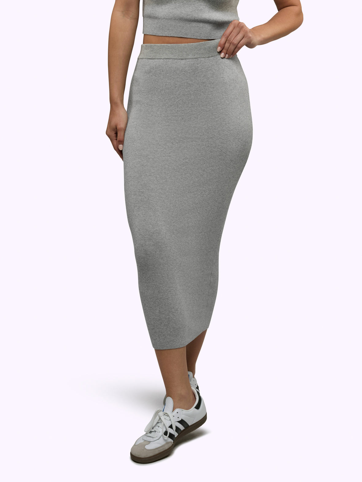 Soho Knit Midi Skirt | Heather Grey Form-fitting