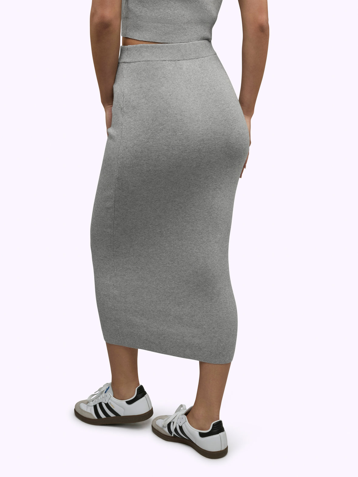 Soho Knit Midi Skirt | Heather Grey Form-fitting