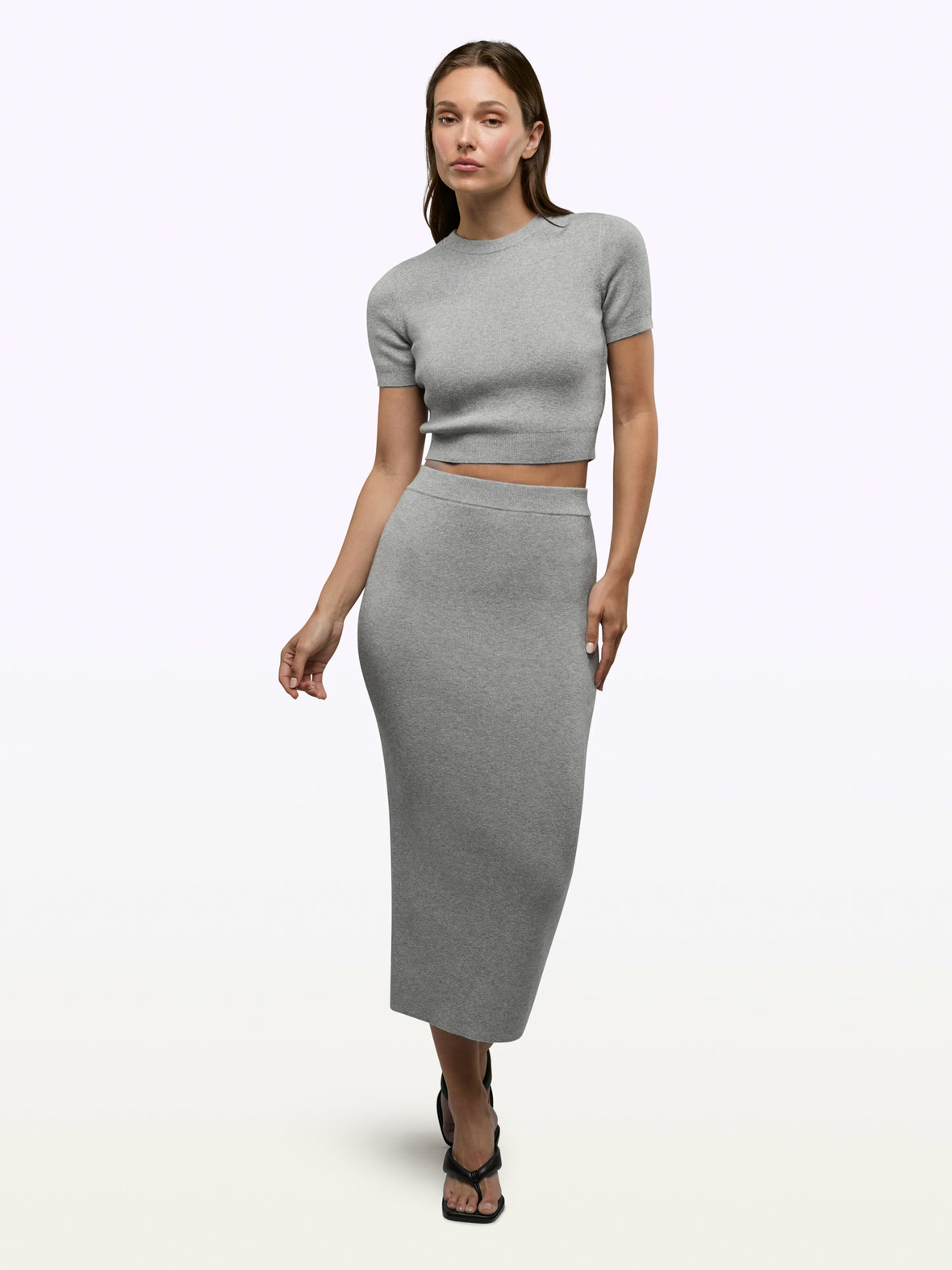 Soho Knit Midi Skirt | Heather Grey Form-fitting