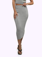 Soho Knit Midi Skirt | Heather Grey Form-fitting