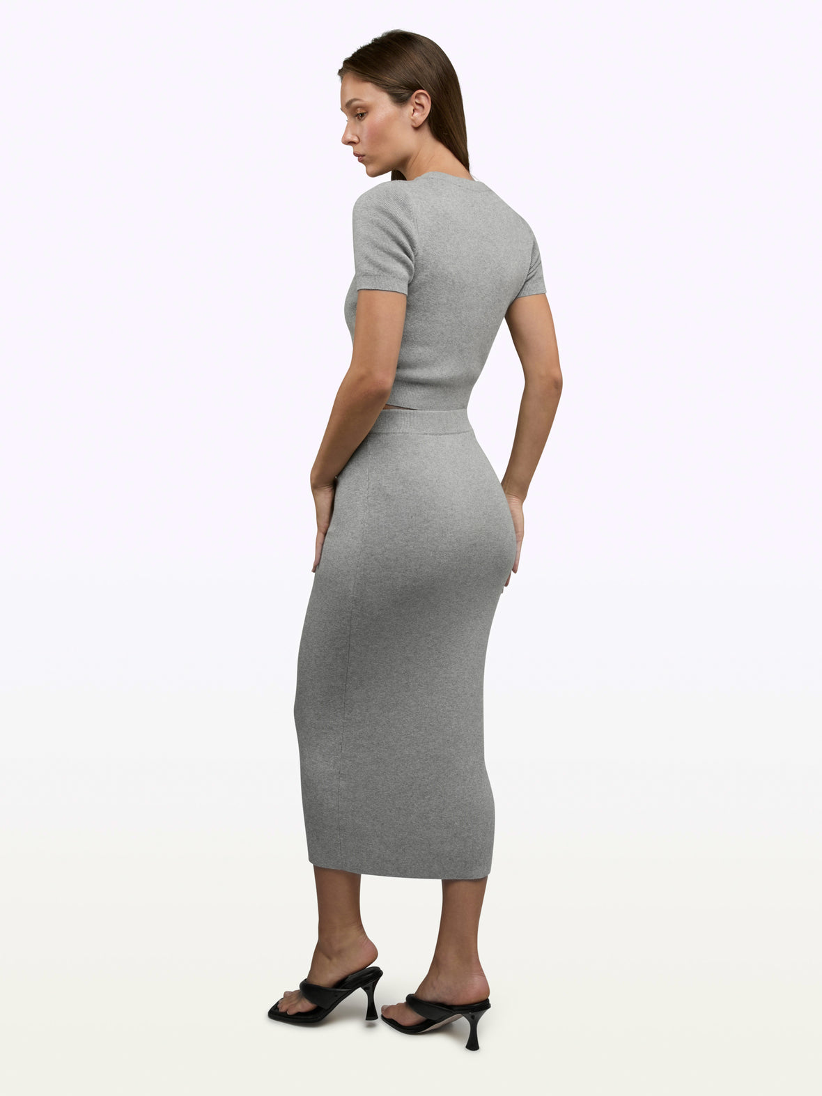 Soho Knit Midi Skirt | Heather Grey Form-fitting