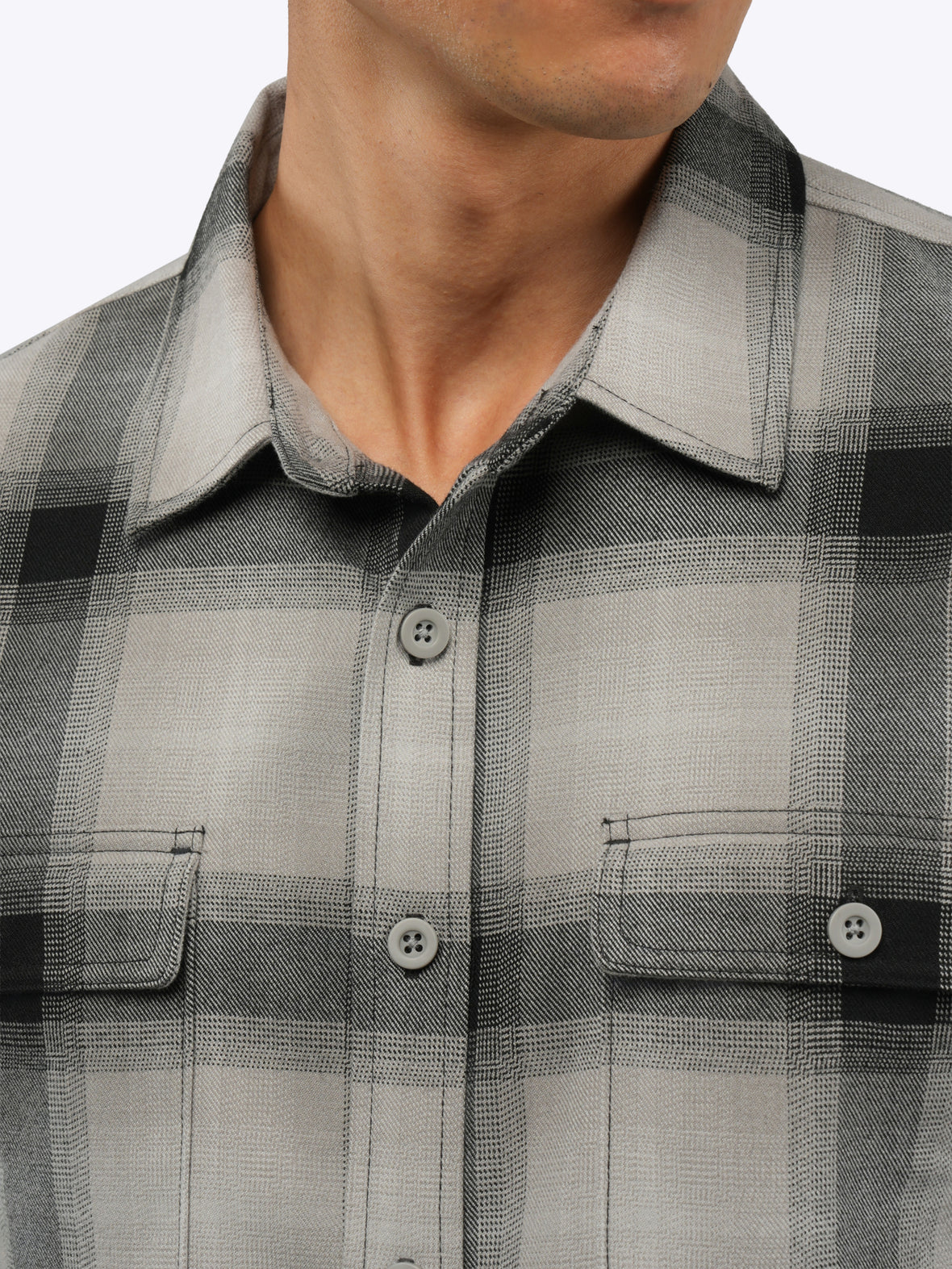 Brooks Flannel Soft Brushed Button Up | Grey-Black Classic-Fit