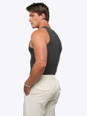 Essential Fitted Rib Tank | Grey Form-Fitting