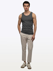 Essential Fitted Rib Tank | Grey Form-Fitting