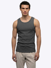 Essential Fitted Rib Tank | Grey Form-Fitting