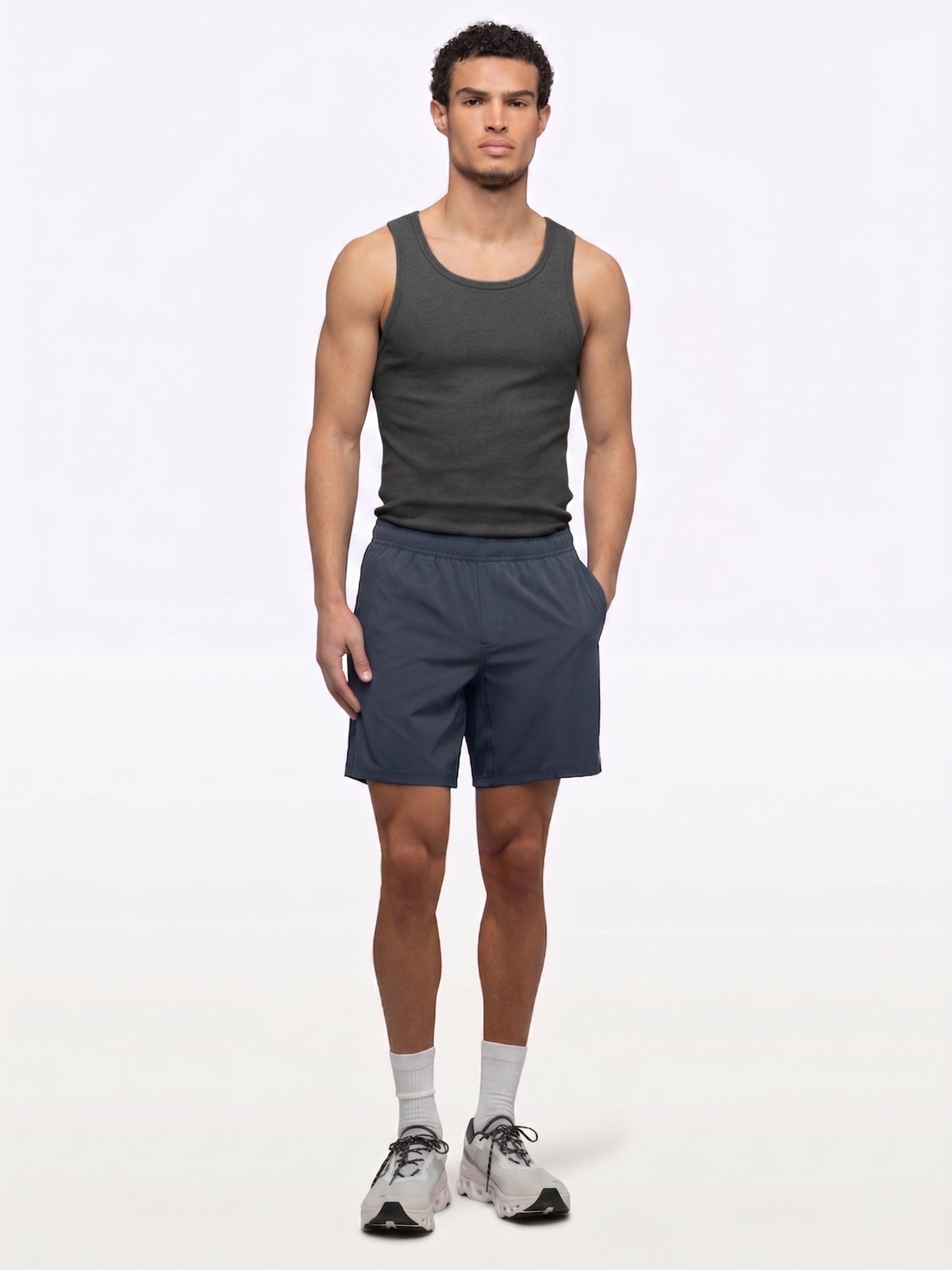 Essential Fitted Rib Tank | Grey Form-Fitting