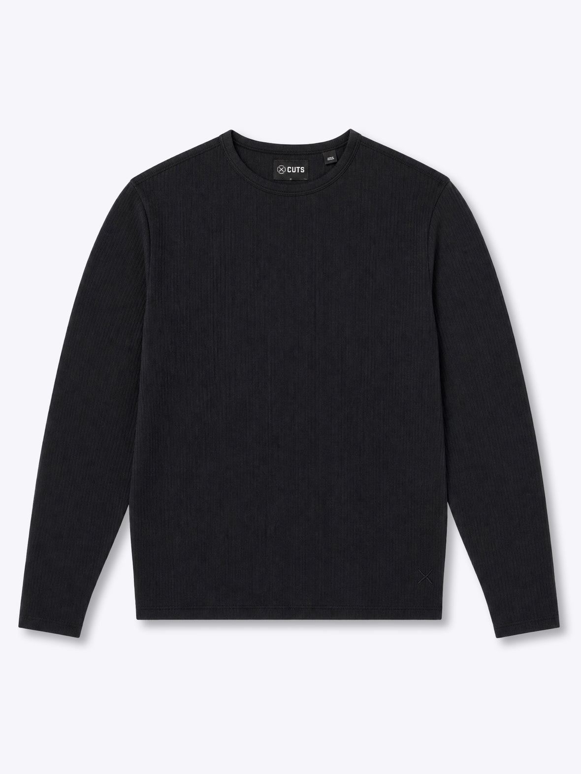 SoHo Ribbed Long Sleeve Crew Neck Tee | Black