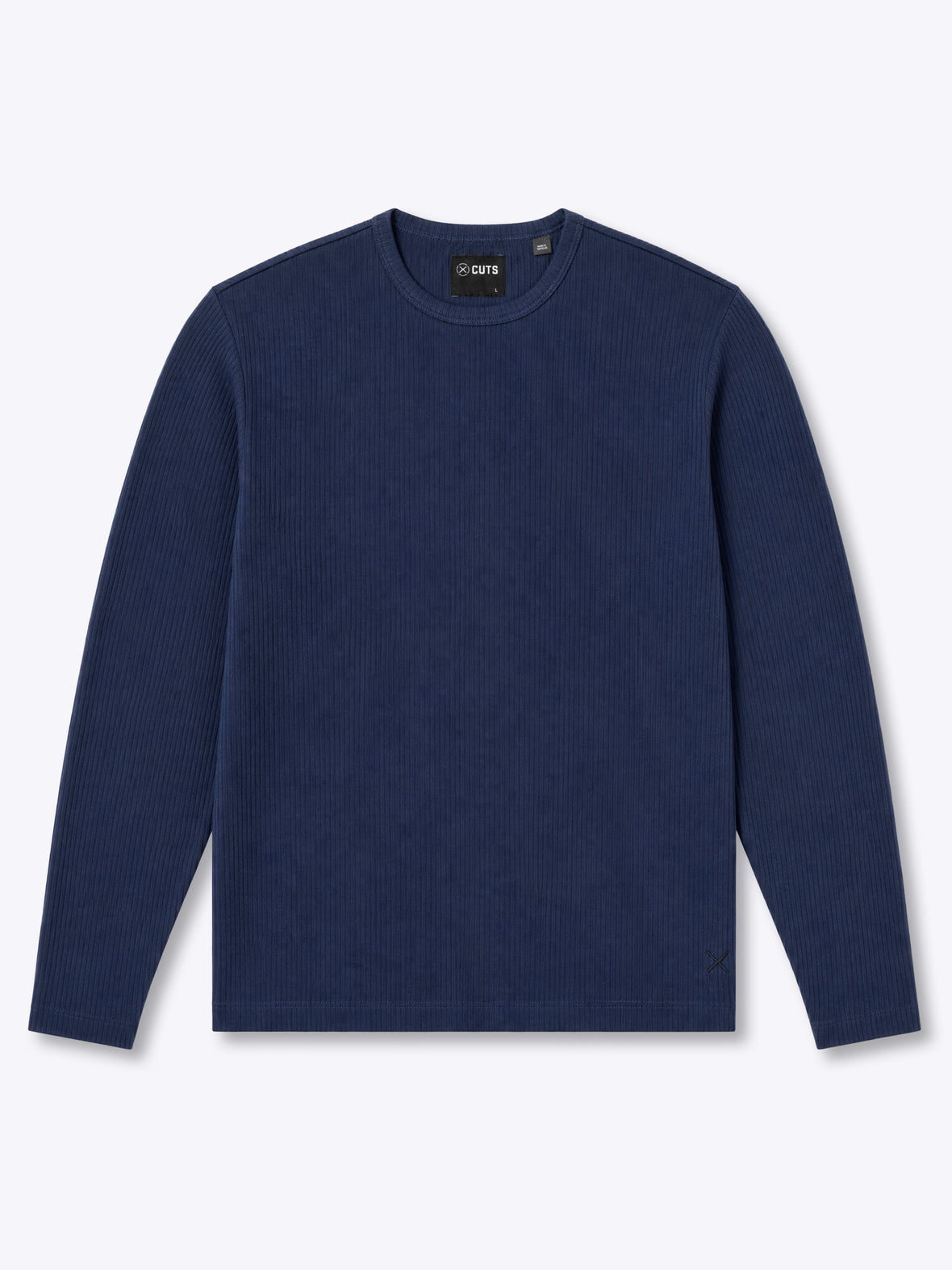 SoHo Ribbed Long Sleeve Crew Neck Tee | Pacific Blue